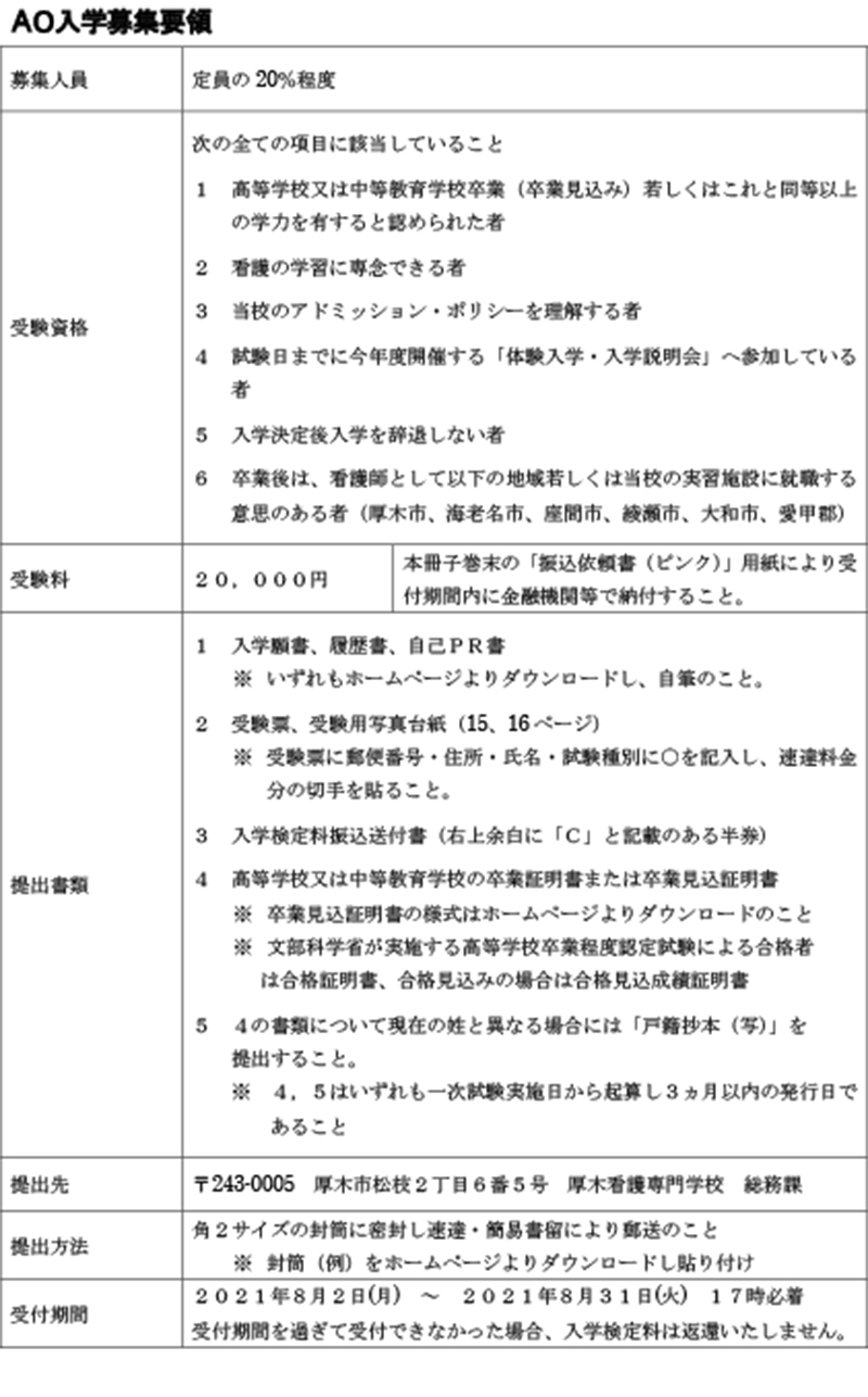 Ao入試 厚木看護専門学校